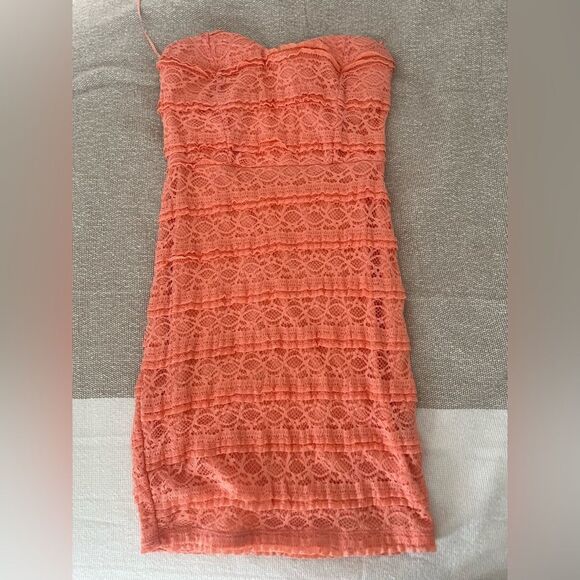 Peach Strapless Dress - Picture 2 of 3